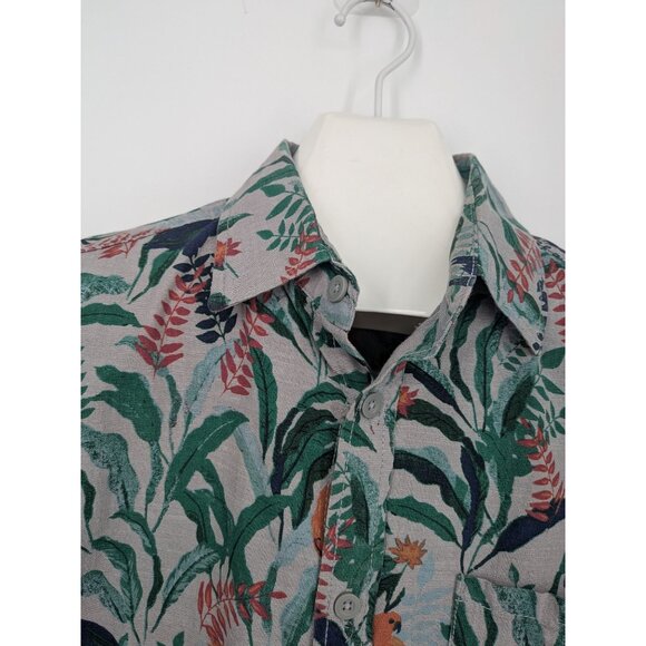 Mossimo Supply Hawaiian Button Up Shirt Men Size L Floral Toucan Tropical Resort - Picture 4 of 10